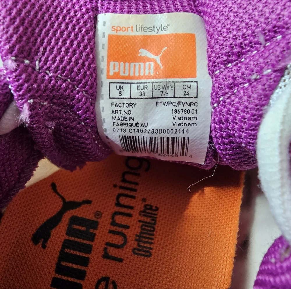 Puma Complete Running Shoes Women 7.5 Ortholite Purple Orange Sneakers